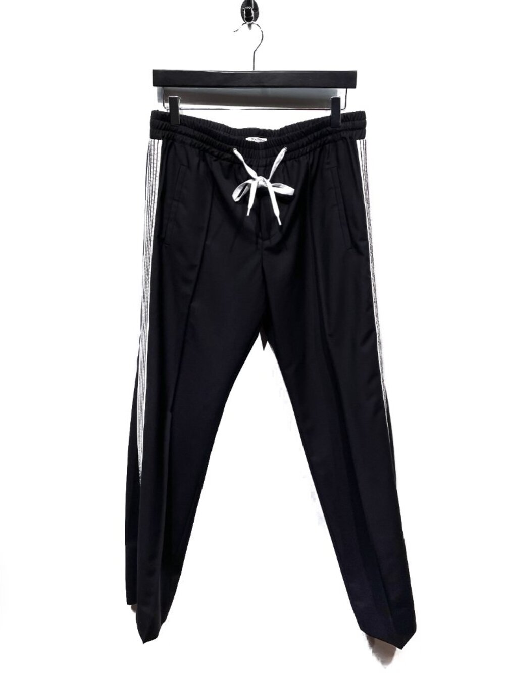Miu Miu 2018 Black Wool Mohair Stripped Lounge Trousers